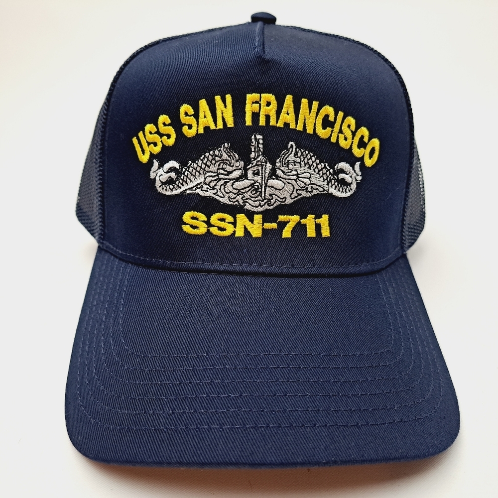USS San Francisco SSN-711 Submarine Service Boat Embroidered Mesh Snapback Hat